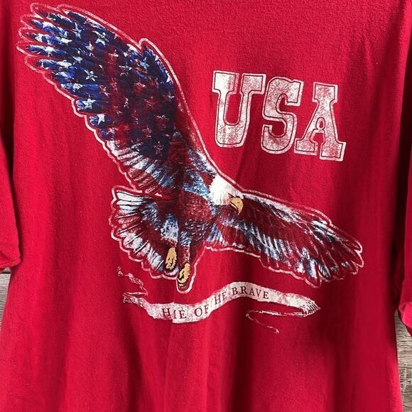 Faded Glory T Shirt Eagle Graphic USA Home of the Brave Size XL 46-48 Red - Picture 3 of 5